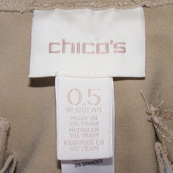 CHICO'S Modern Trousers, 0.5/S/6, Khaki Chinos, Zipper fly, Side elastic/panel - Picture 12 of 15